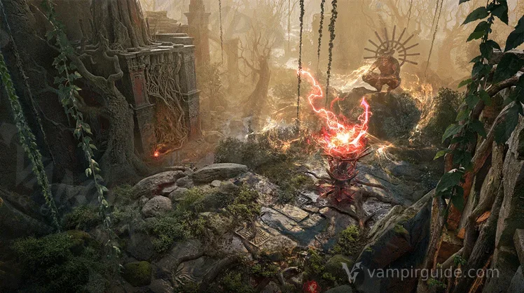 Stone structures and a red-energy zone from the Korean Elite Dungeon guide